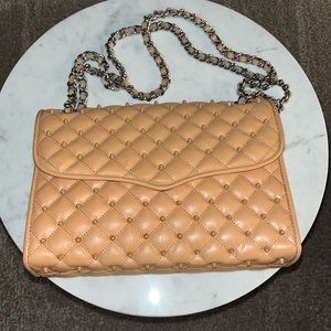 Rebecca Minkoff studded quilted affair crossbody - nude/tan